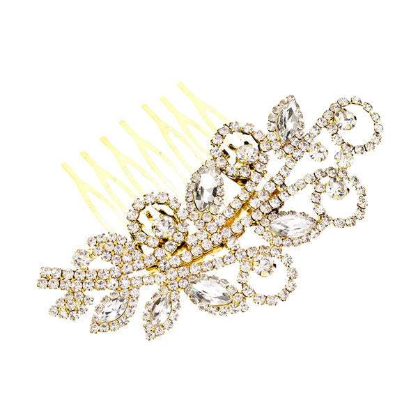 Marquise Stone Accented Wedding Bridal Rhinestone Hair Comb - Madeline Love - Flyclothing LLC