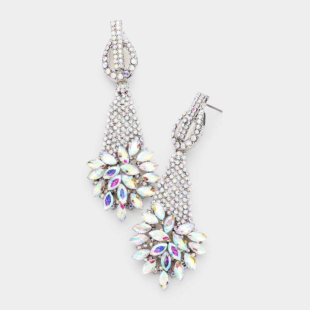 Marquise Stone Cluster Accented Evening Earrings - Madeline Love - Flyclothing LLC