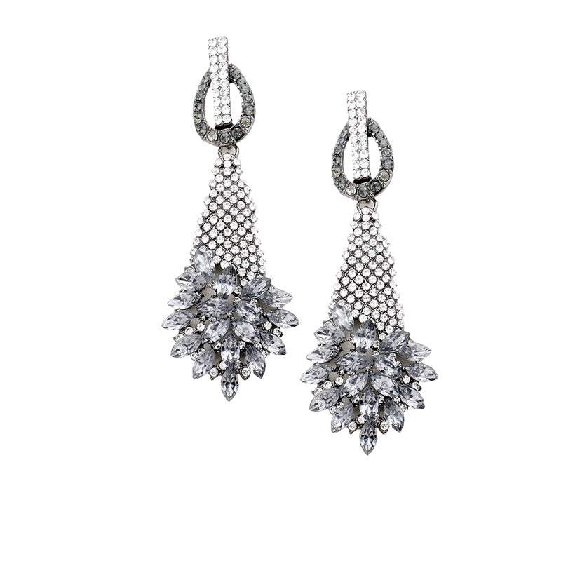Marquise Stone Cluster Accented Evening Earrings - Madeline Love - Flyclothing LLC