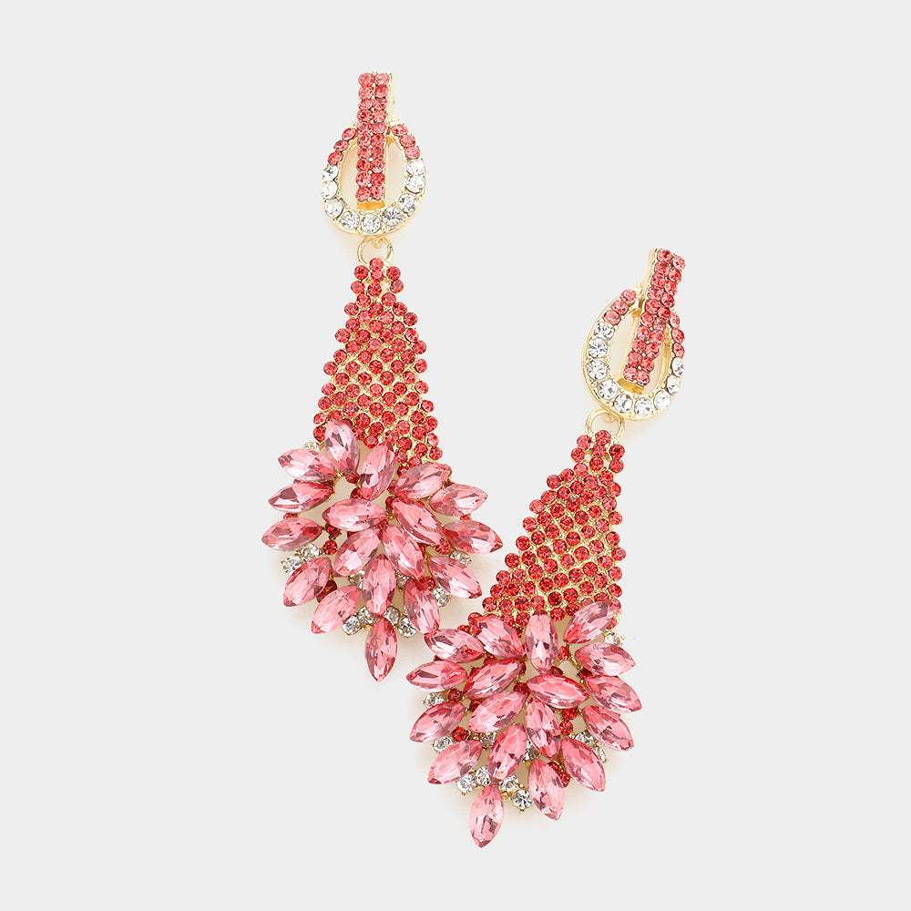 Marquise Stone Cluster Accented Evening Earrings - Madeline Love - Flyclothing LLC