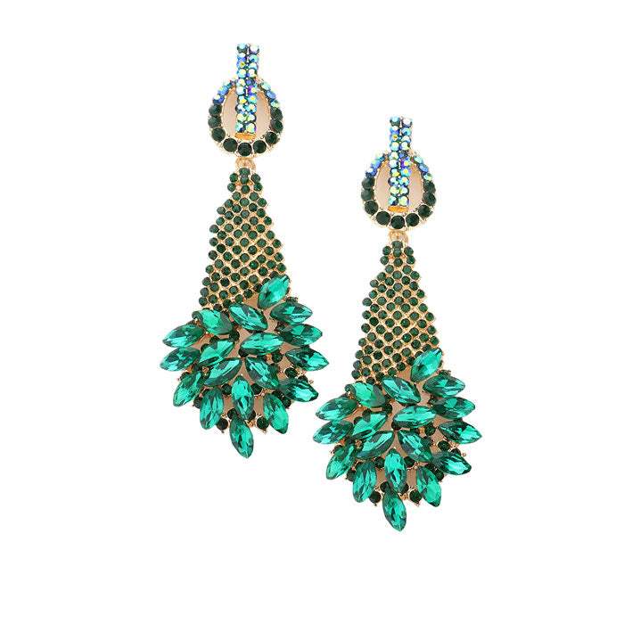 Marquise Stone Cluster Accented Evening Earrings - Madeline Love - Flyclothing LLC