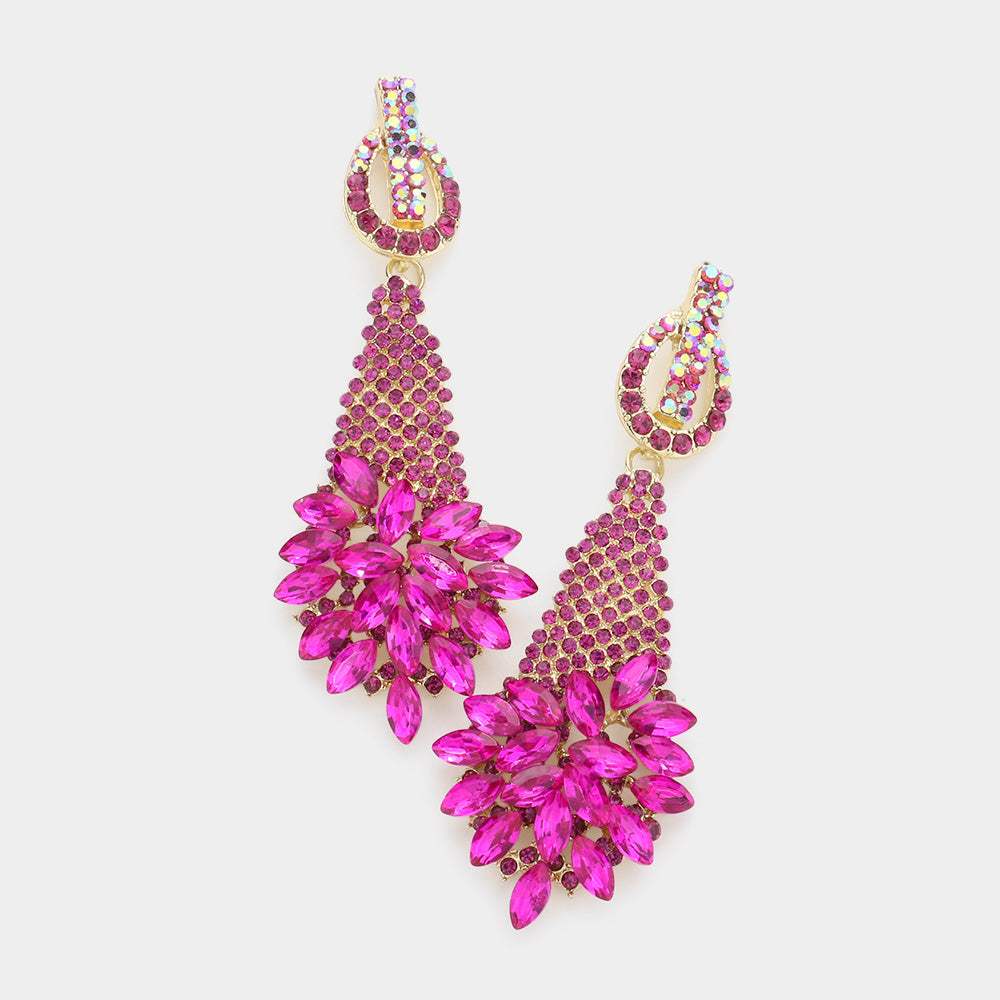 Marquise Stone Cluster Accented Evening Earrings - Madeline Love - Flyclothing LLC