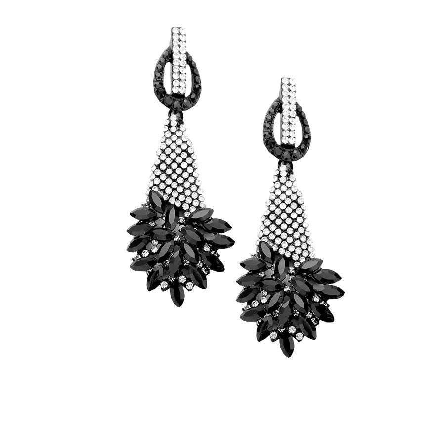 Marquise Stone Cluster Accented Evening Earrings - Madeline Love - Flyclothing LLC