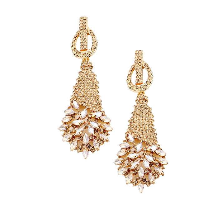 Marquise Stone Cluster Accented Evening Earrings - Madeline Love - Flyclothing LLC