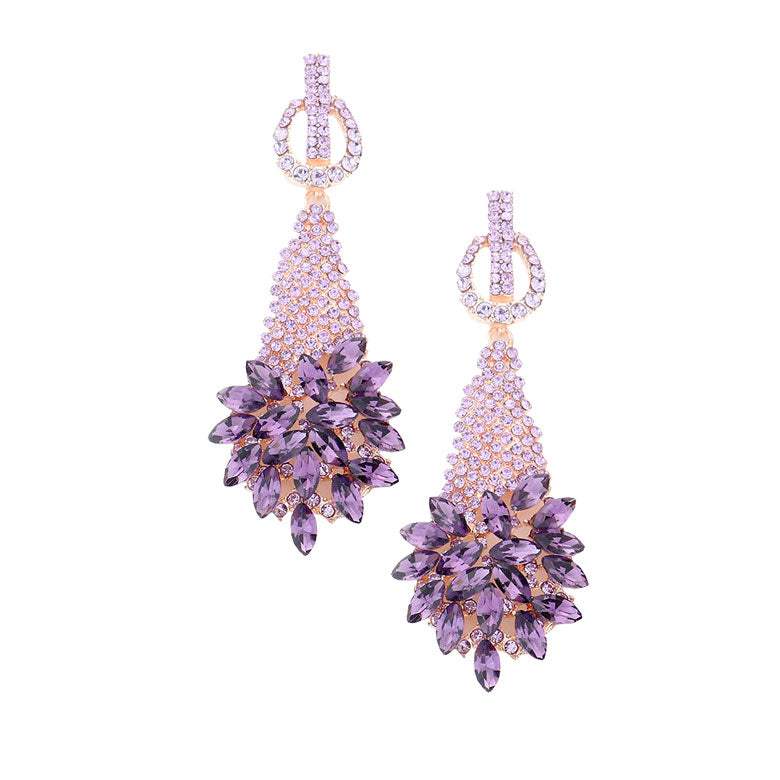 Marquise Stone Cluster Accented Evening Earrings - Madeline Love - Flyclothing LLC