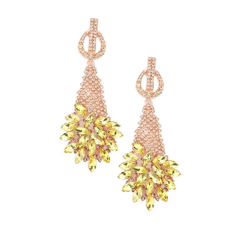 Marquise Stone Cluster Accented Evening Earrings - Madeline Love - Flyclothing LLC