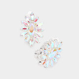 Marquise Stone Cluster Clip On Evening Earrings - Madeline Love - Flyclothing LLC