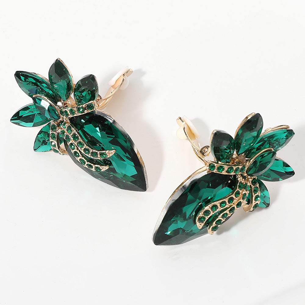 Marquise Stone Cluster Evening Clip On Earrings - Madeline Love - Flyclothing LLC