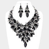 Marquise Stone Cluster Leaf Evening Necklace - Madeline Love - Flyclothing LLC