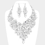 Marquise Stone Cluster Leaf Evening Necklace - Madeline Love - Flyclothing LLC
