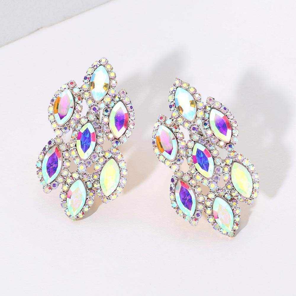 Marquise Stone Embellished Clip On Earrings - Madeline Love - Flyclothing LLC