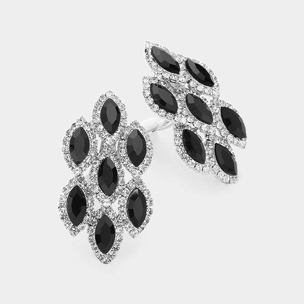 Marquise Stone Embellished Clip On Earrings - Madeline Love - Flyclothing LLC
