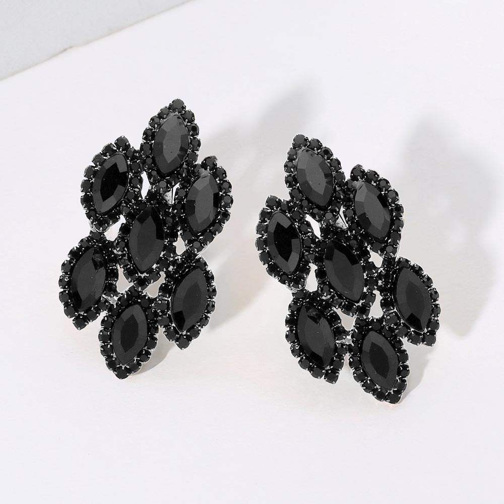 Marquise Stone Embellished Clip On Earrings - Madeline Love - Flyclothing LLC
