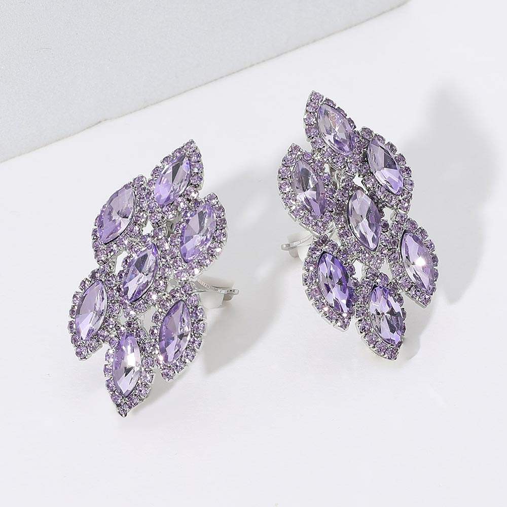 Marquise Stone Embellished Clip On Earrings - Madeline Love - Flyclothing LLC