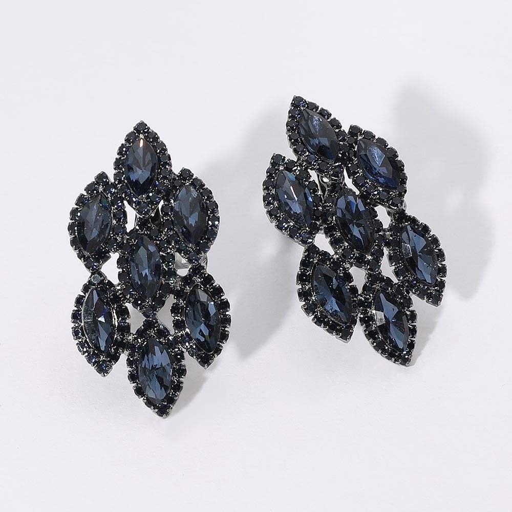 Marquise Stone Embellished Clip On Earrings - Madeline Love - Flyclothing LLC
