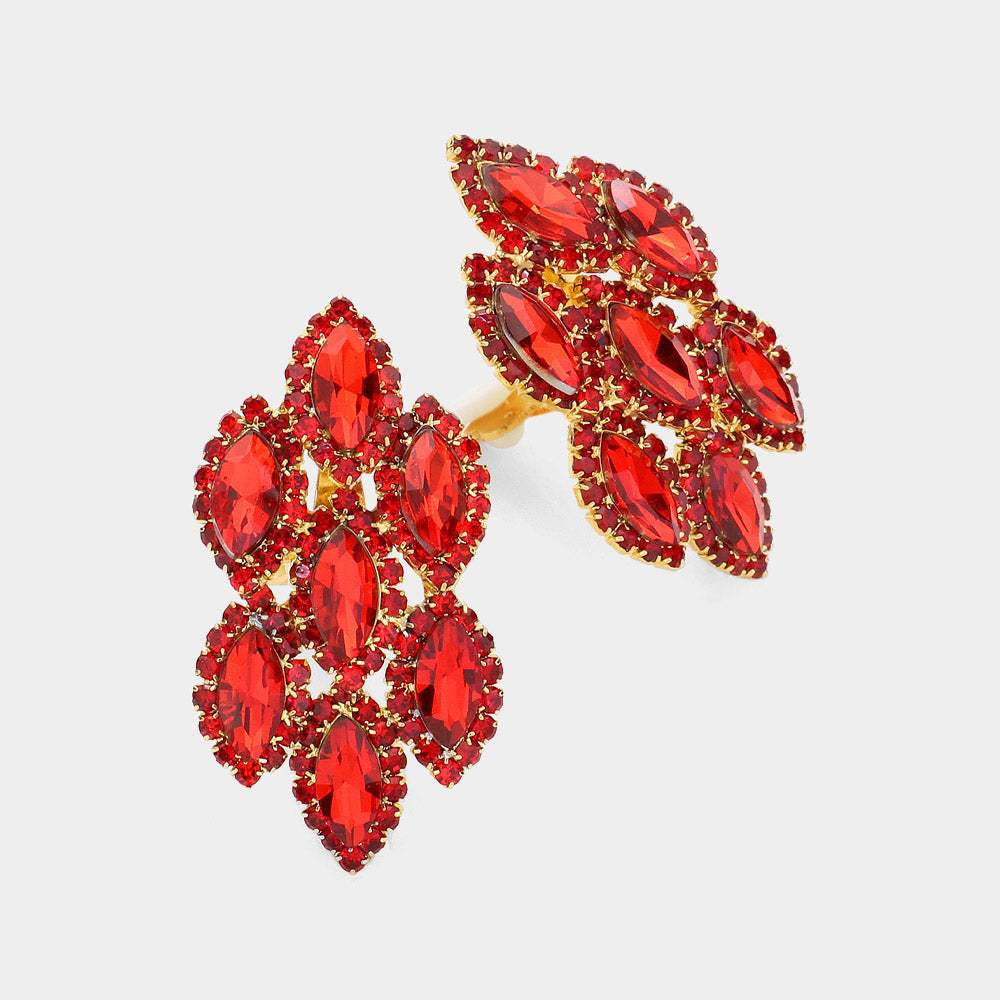 Marquise Stone Embellished Clip On Earrings - Madeline Love - Flyclothing LLC