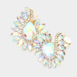 Marquise Stone Embellished Teardrop Stone Pointed Clip On Earrings - Madeline Love - Flyclothing LLC