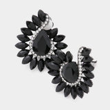 Marquise Stone Embellished Teardrop Stone Pointed Clip On Earrings - Madeline Love - Flyclothing LLC