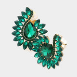 Marquise Stone Embellished Teardrop Stone Pointed Clip On Earrings - Madeline Love - Flyclothing LLC