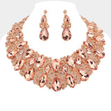 Marquise Teardrop Stone Accented Evening Necklace - Madeline Love - Flyclothing LLC