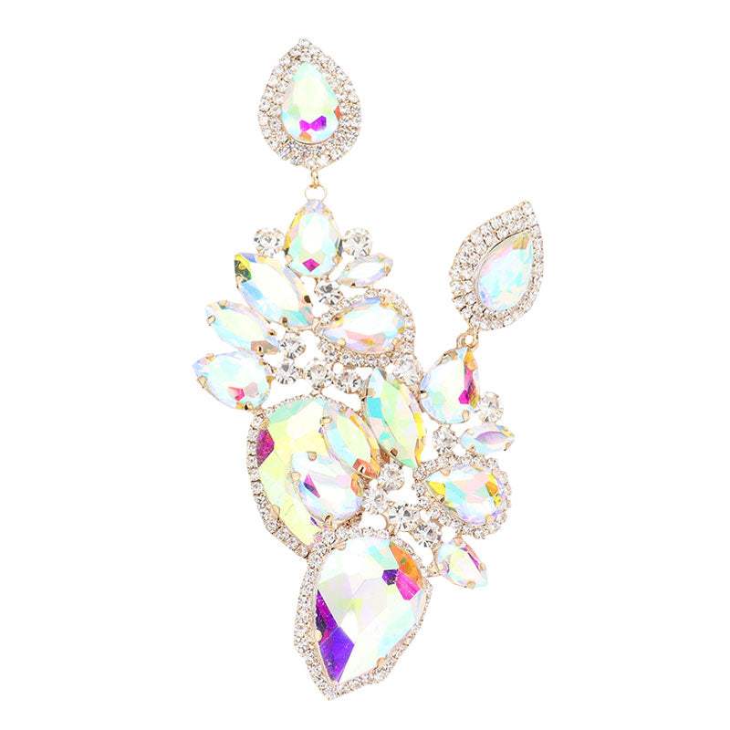 Marquise Teardrop Stone Cluster Dangle Evening Earrings - Madeline Love - Flyclothing LLC