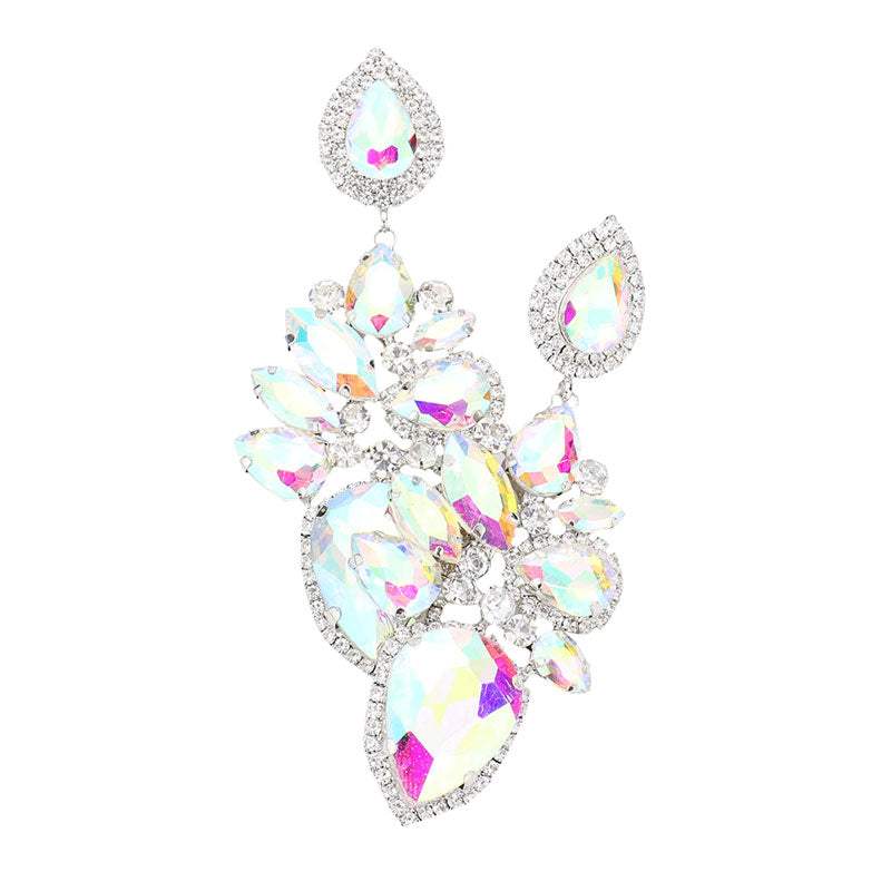 Marquise Teardrop Stone Cluster Dangle Evening Earrings - Madeline Love - Flyclothing LLC