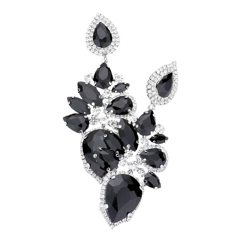 Marquise Teardrop Stone Cluster Dangle Evening Earrings - Madeline Love - Flyclothing LLC