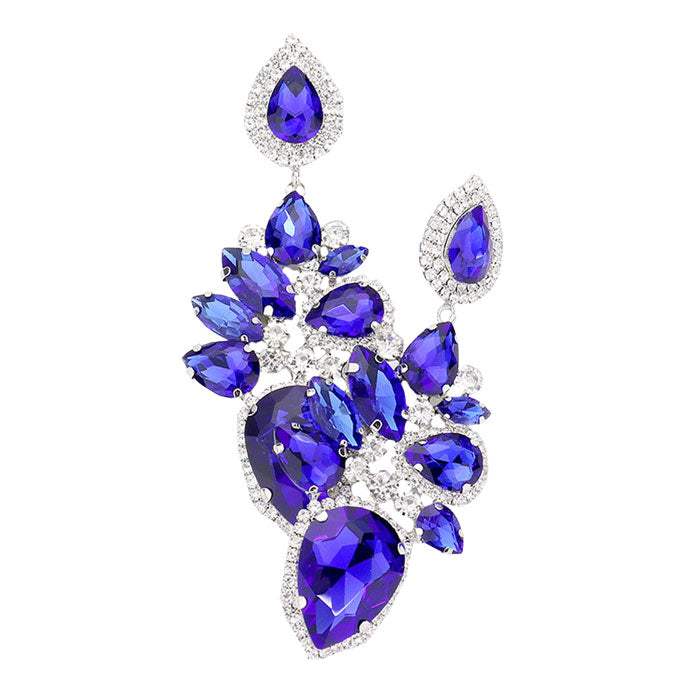Marquise Teardrop Stone Cluster Dangle Evening Earrings - Madeline Love - Flyclothing LLC