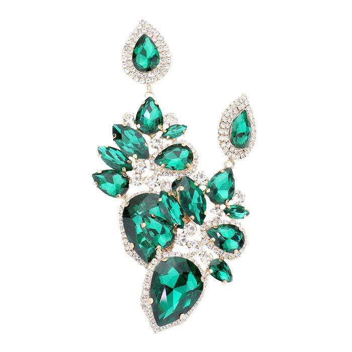 Marquise Teardrop Stone Cluster Dangle Evening Earrings - Madeline Love - Flyclothing LLC