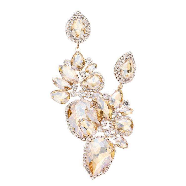 Marquise Teardrop Stone Cluster Dangle Evening Earrings - Madeline Love - Flyclothing LLC