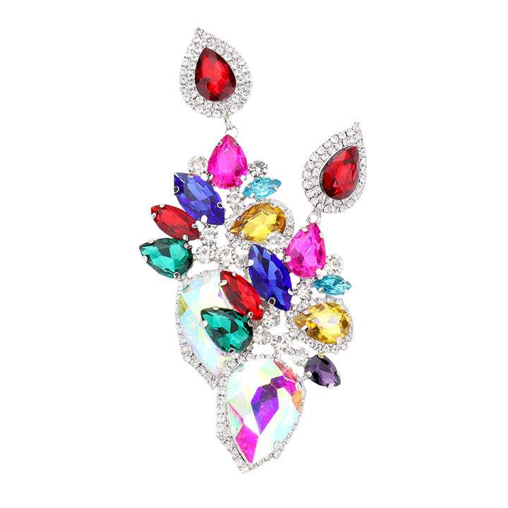 Marquise Teardrop Stone Cluster Dangle Evening Earrings - Madeline Love - Flyclothing LLC