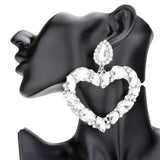 Marquise Teardrop Stone Cluster Open Heart Dangle Evening Earrings - Madeline Love - Flyclothing LLC