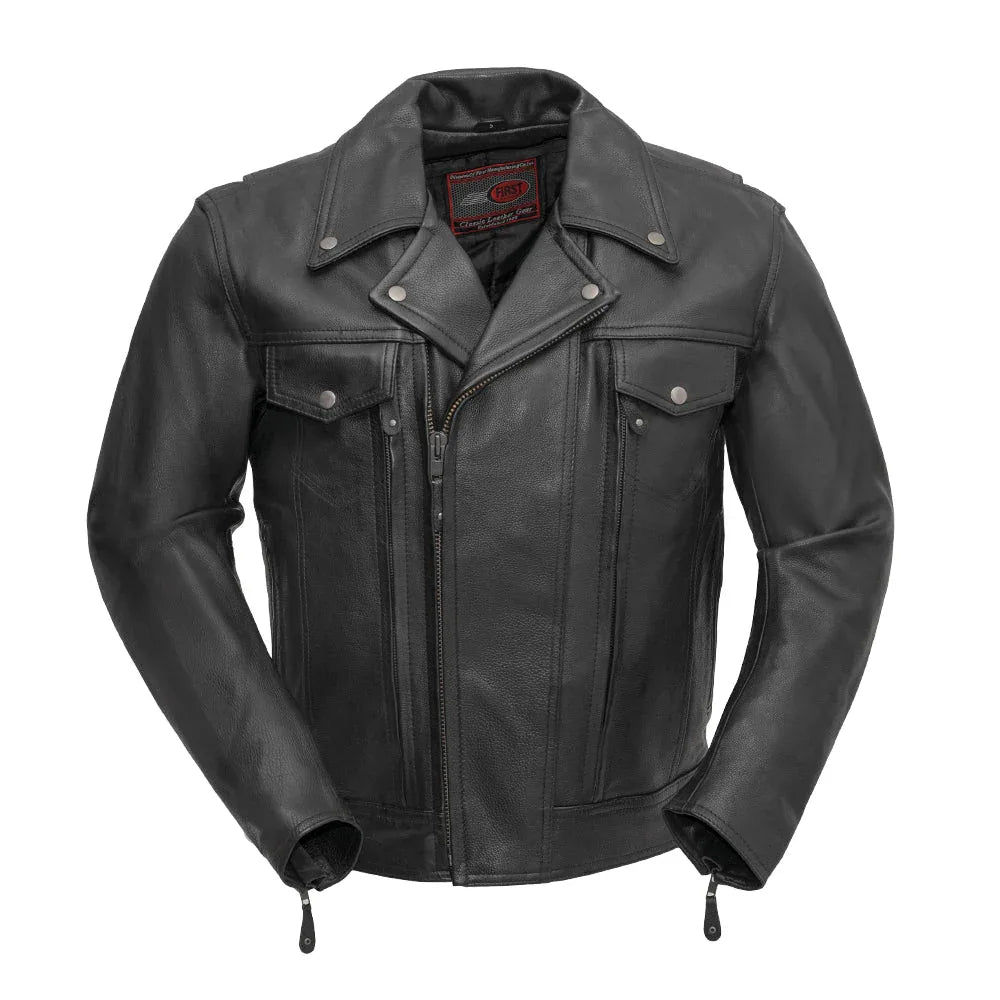 Mastermind Men's Motorcycle Leather Jacket - First Manufacturing Company - Flyclothing LLC
