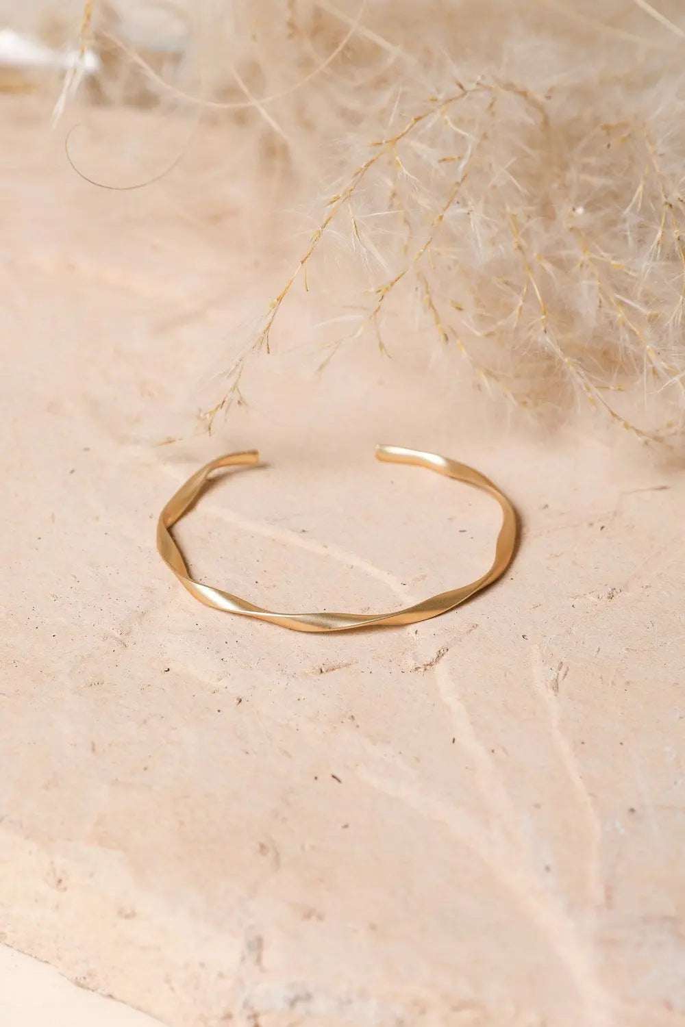 Matte Gold Twist Bangle Cuff - Boho Clothing and Accessories - Flyclothing LLC