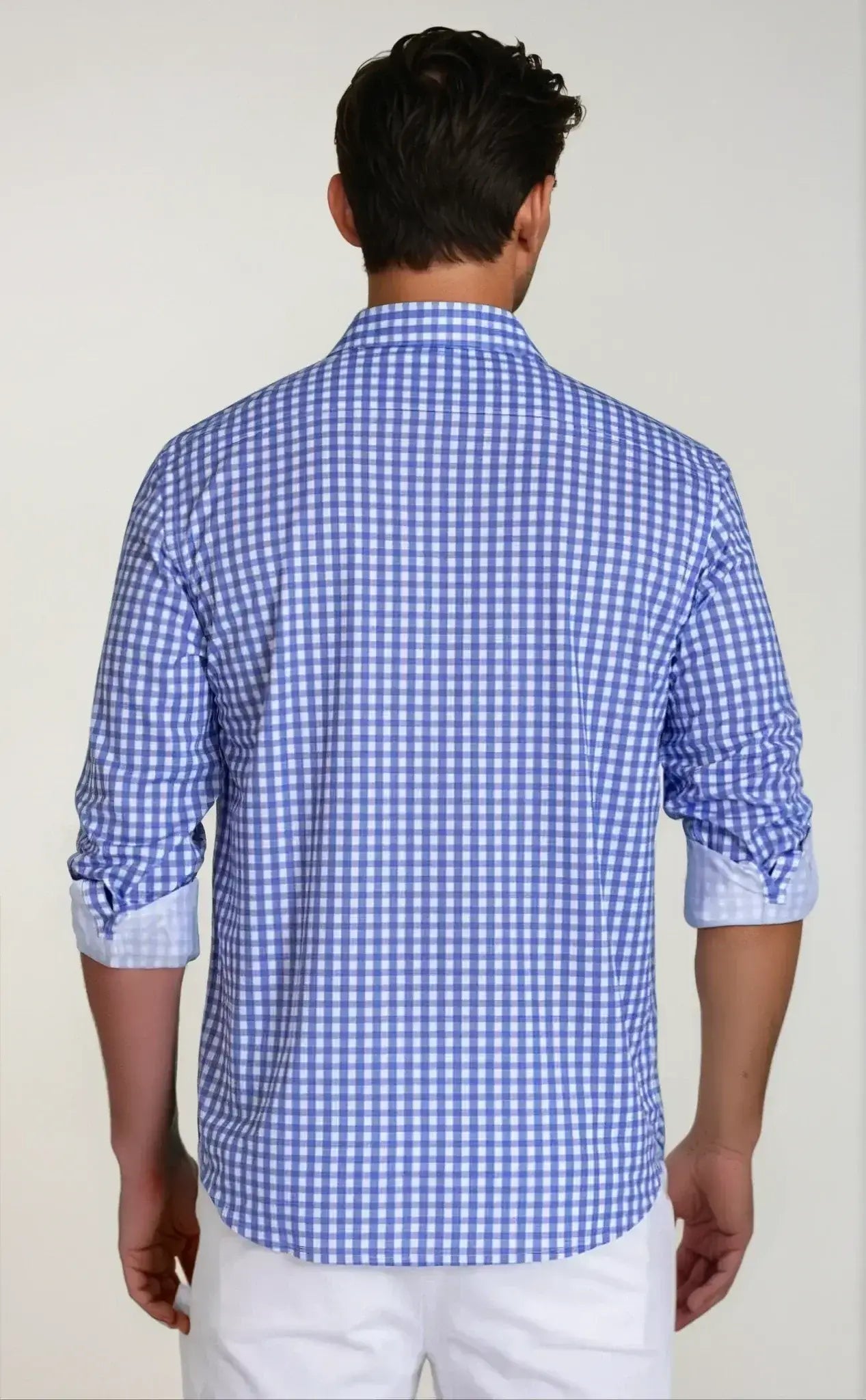 Mauro Long Sleeve Check Tech Shirt - Royal Blue - Buki - Flyclothing LLC