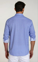 Mauro Long Sleeve Check Tech Shirt - Royal Blue - Buki - Flyclothing LLC
