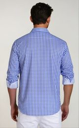 Mauro Long Sleeve Check Tech Shirt - Royal Blue - Buki - Flyclothing LLC