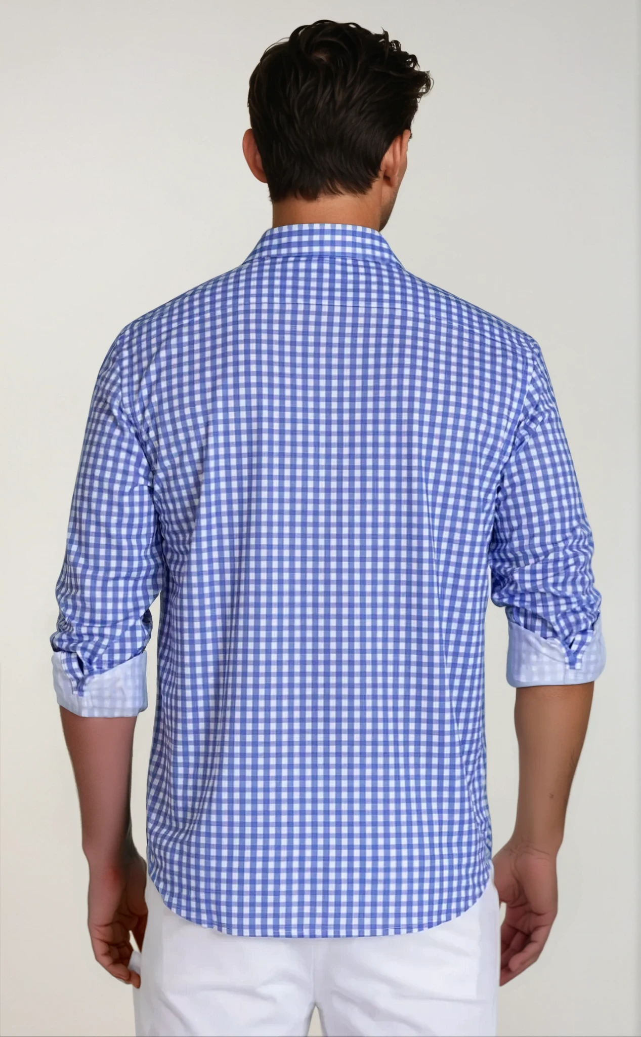 Mauro Long Sleeve Check Tech Shirt - Royal Blue - Buki - Flyclothing LLC