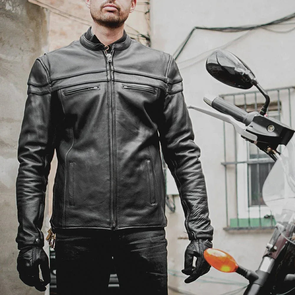 Maverick Men's Motorcycle Leather Jacket - First Manufacturing Company - Flyclothing LLC