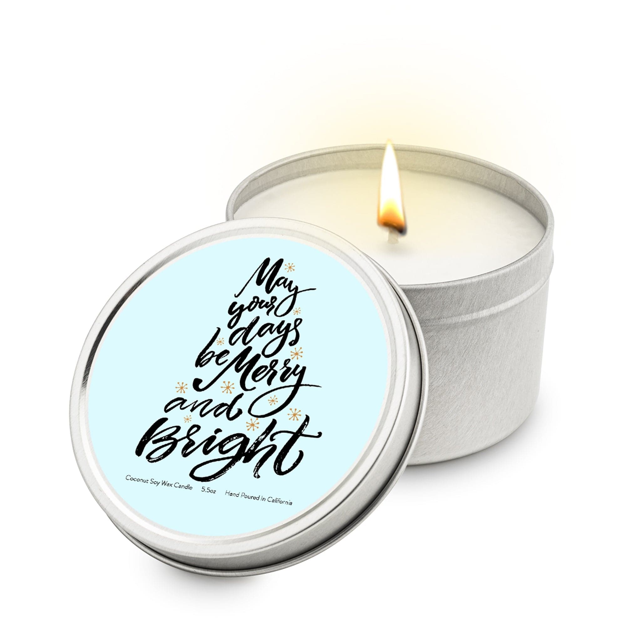 May Your Days be Merry and Bright 5.5 oz Soy Blend Travel Candle Tin - JGI
