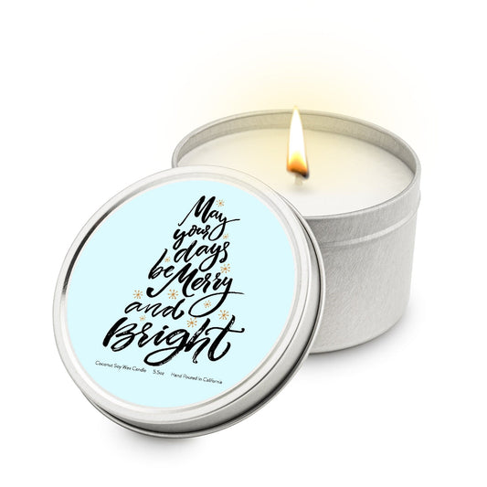 May Your Days be Merry and Bright 5.5 oz Soy Blend Travel Candle Tin - JGI
