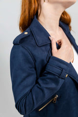 Megan Women's Draped Faux Suede Jacket - Whet Blu NYC - Flyclothing LLC