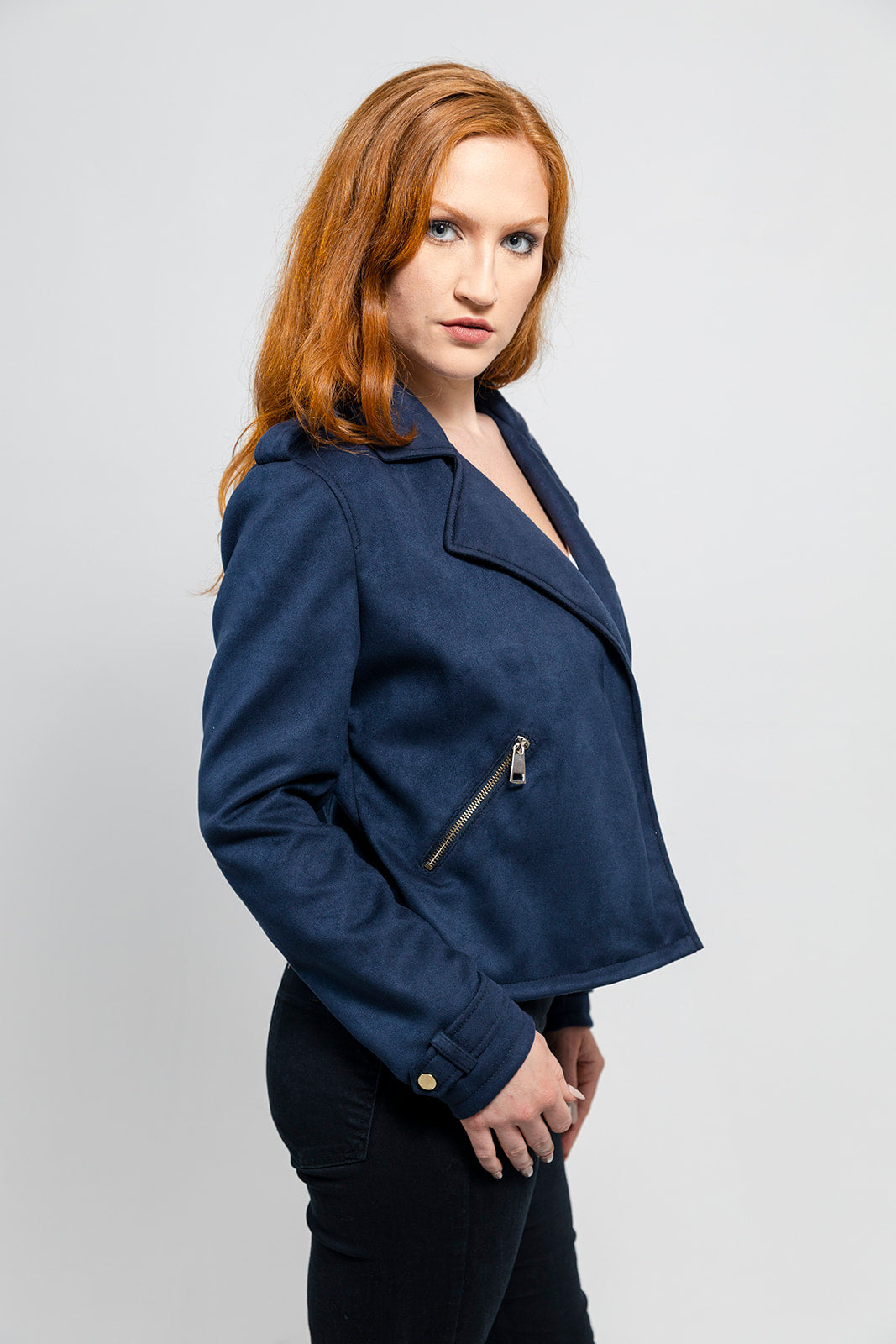 Megan Women's Draped Faux Suede Jacket - Whet Blu NYC - Flyclothing LLC