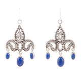 Mehendi Blue Lapis and Sterling Silver Chandelier Earrings - Barse Jewelry