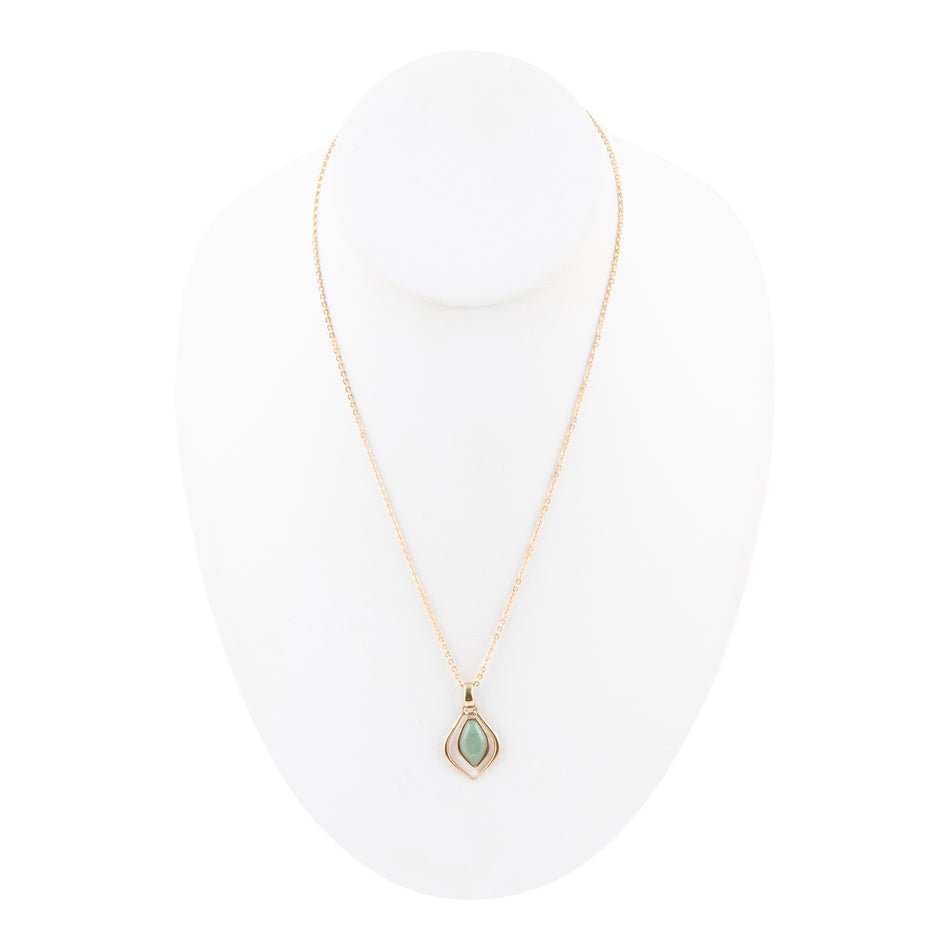 Melita Green Aventurine Golden Pendant Necklace - Barse Jewelry - Flyclothing LLC