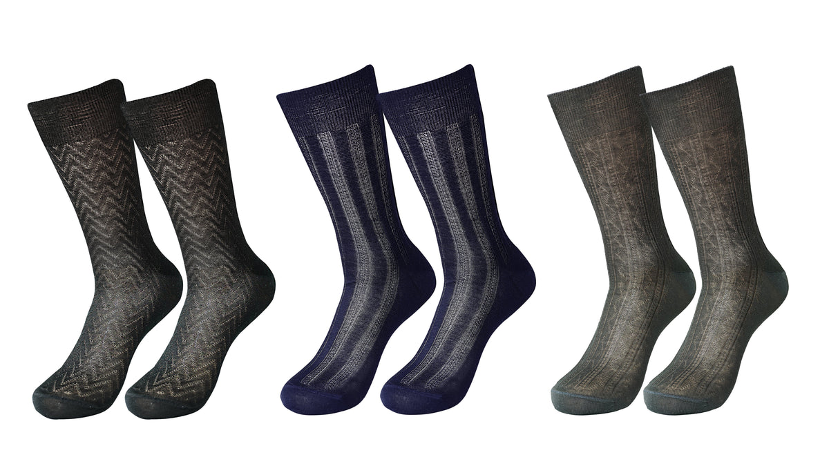 TITTIMITTI® Men’s 100% Mercerized Cotton Filo di Scozia Dress & Trouser Socks — 3-Pack, Made in Italy - tittimitti - Flyclothing LLC
