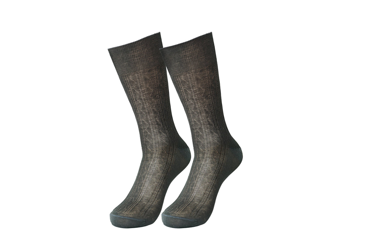 TITTIMITTI® Men’s Grey 100% Mercerized Cotton Filo di Scozia Dress Socks — 1 Pair, Made in Italy - tittimitti - Flyclothing LLC