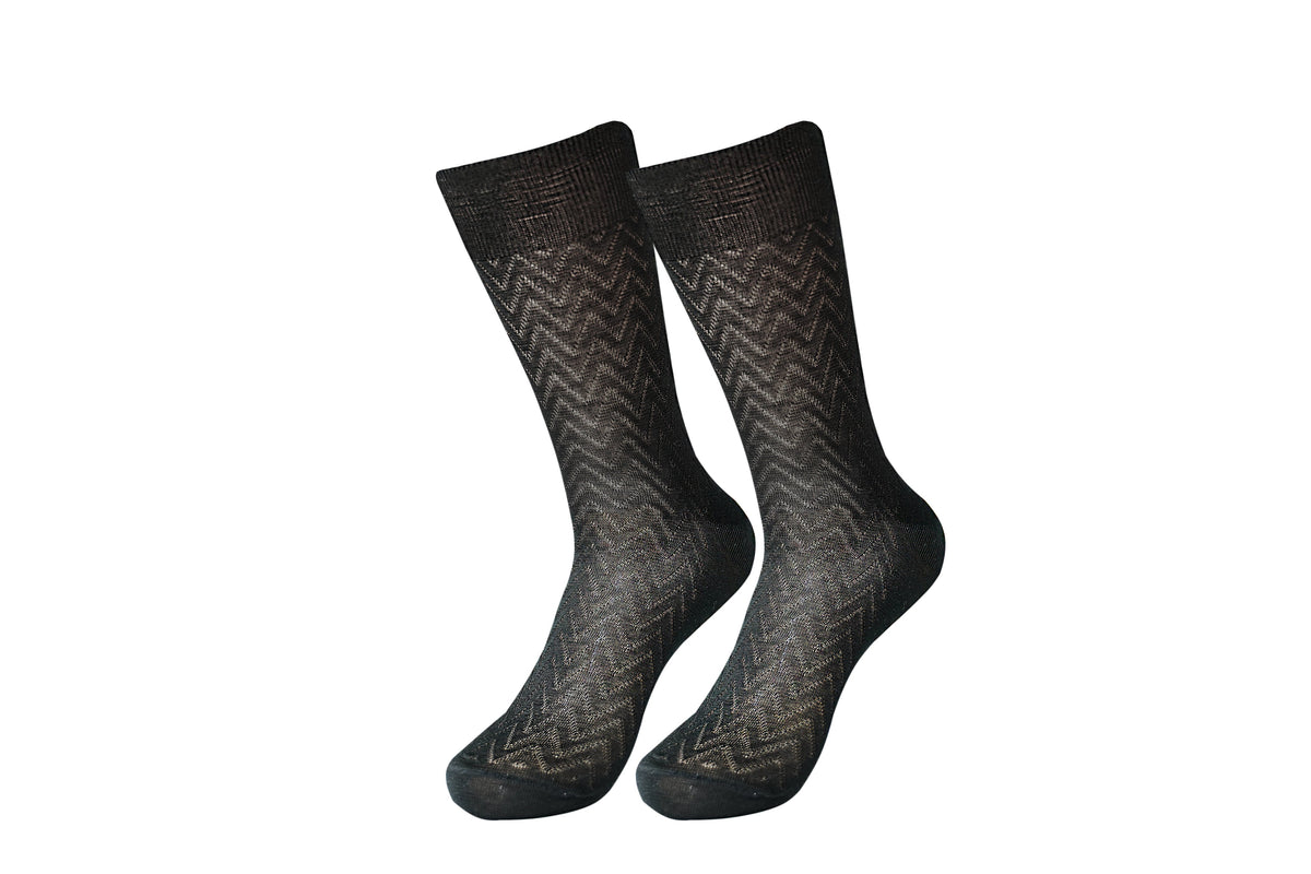 TITTIMITTI® Men’s Black 100% Mercerized Cotton Filo di Scozia Dress Socks — 1 Pair, Made in Italy - tittimitti - Flyclothing LLC