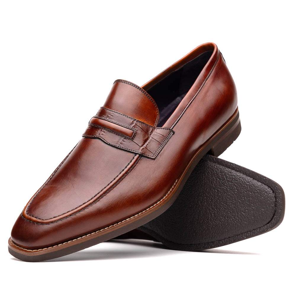 15-703-CGN MEO Hand Burnished Loafers Cognac - Zelli Italia - Flyclothing LLC