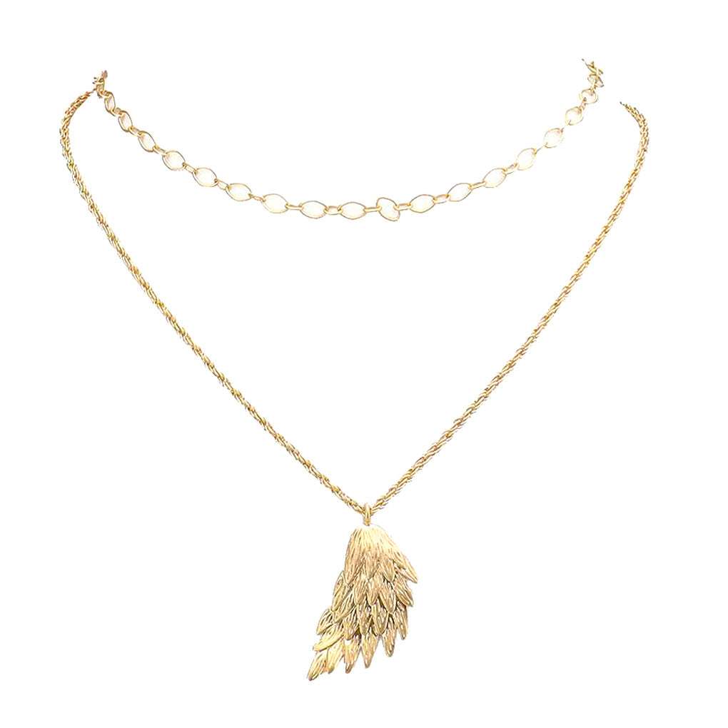 Metal Angel Wing Pendant Accented Necklace - Madeline Love - Flyclothing LLC